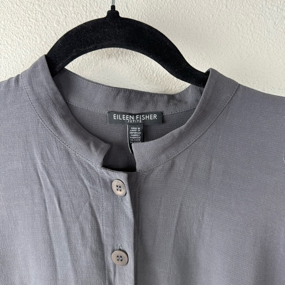 Eileen Fisher Tencel Viscose Crepe Mandarin Collar Button Front Shirt Petite Sm - Picture 7 of 14